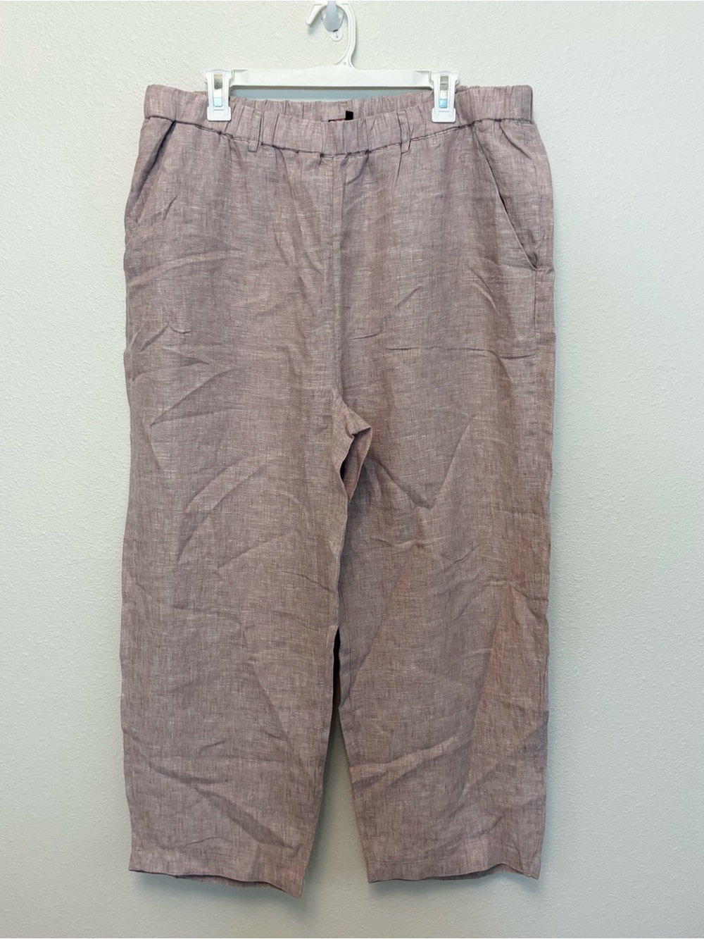 Quince 100% European Linen Pants Vintage Pink Chambray Stretch Size XL Pockets
